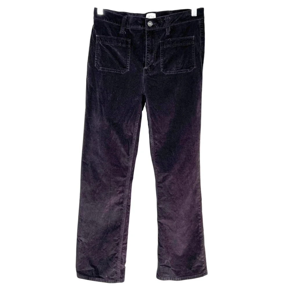J Crew Womens Velvet Pants Sz 29 Tall Black Boot Crop Stretch Quiet‎ Luxury
